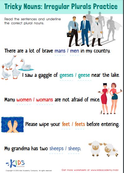 Grammar Parts Of Speech For 2nd Grade Irregular Plural Nouns Article